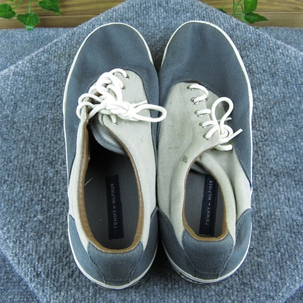 Tommy Hilfiger Men Sneaker‎ Shoes Gray Textile Lace Up Size 9.5 Medium